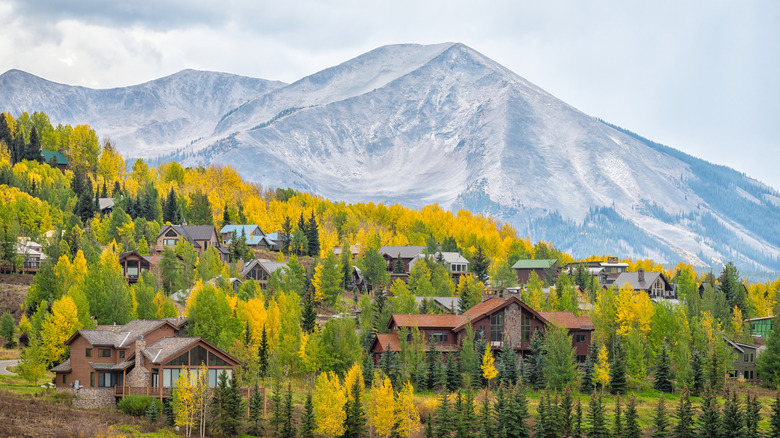 Mount Crested Butte, Colorado village town in autumn.