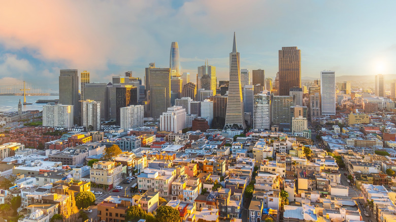A scenic view of downtown San Francisco, California, USA.