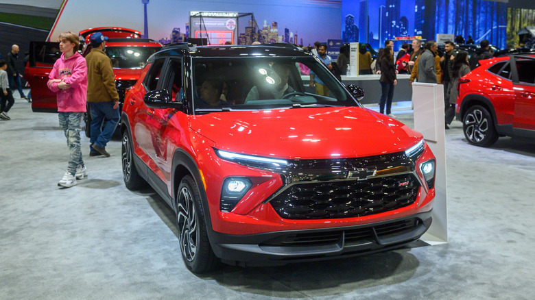 A red Chevrolet Trax RST on display at Canadian International AutoShow.