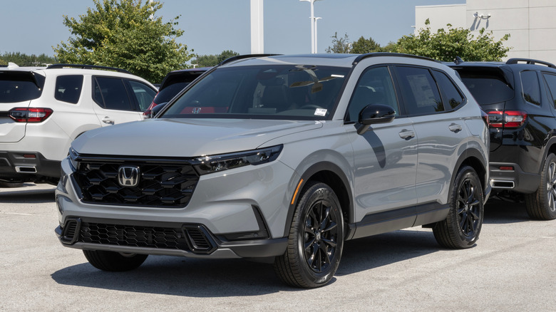 Grey Honda CR-V at dealership