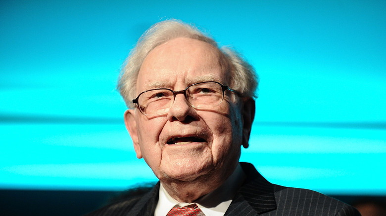 Warren Buffett on a stage
