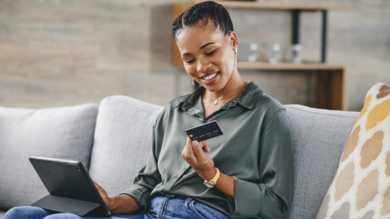 young woman with credit card