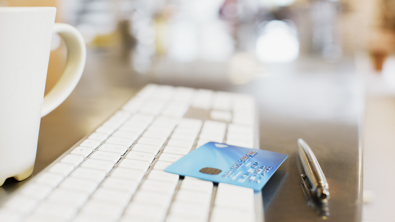 credit card on keyboard