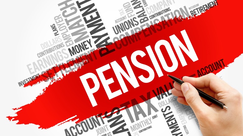 word cloud around pension