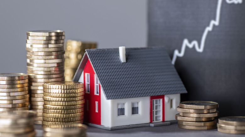 model home with coins