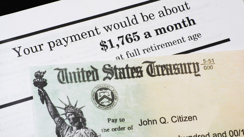 Social security statement and payment check