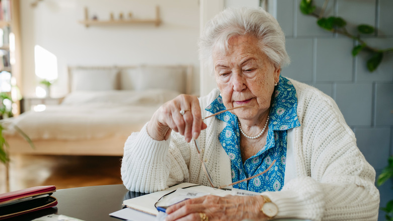 An older woman looking upset