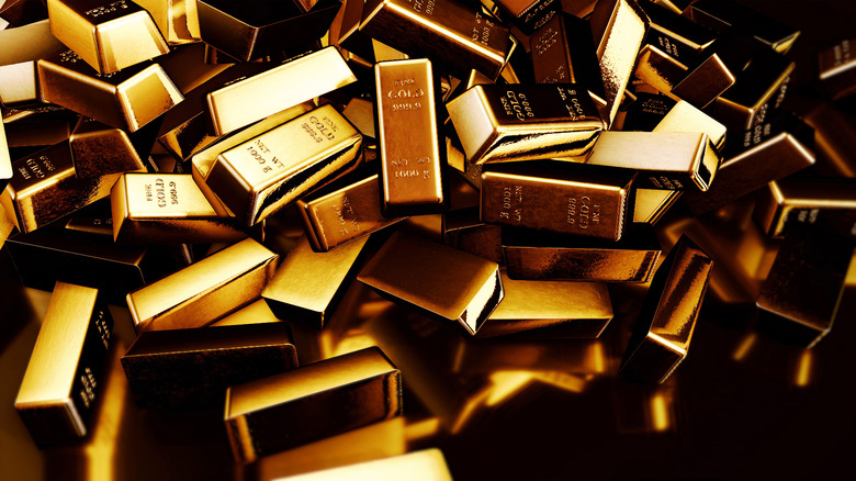 Random pile of gold bars