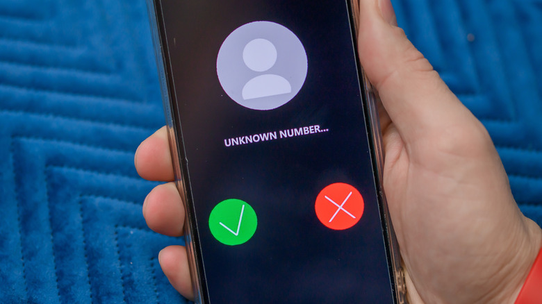 Smart phone with an unknown number calling on screen