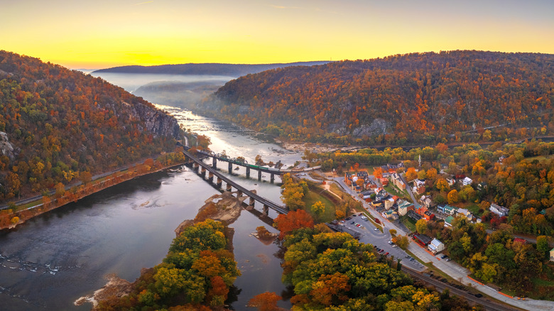 Aerial view of Harpers Ferry, West Virginia