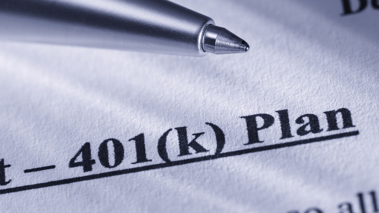 401(k) plan paperwork closeup