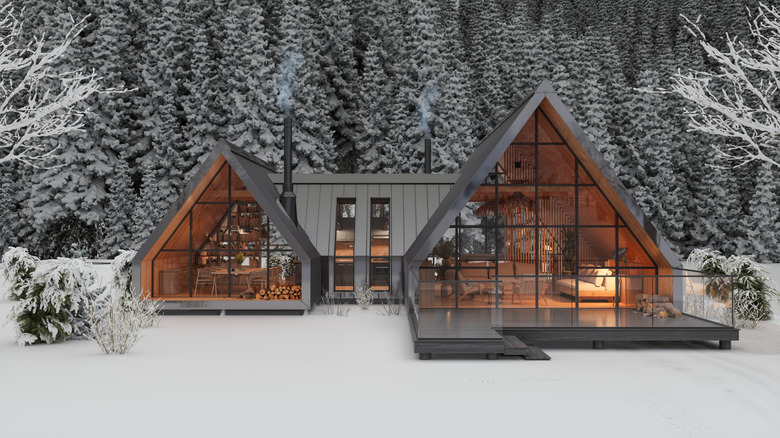 a winter vacation home in the snow