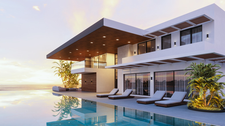 a luxury home and pool