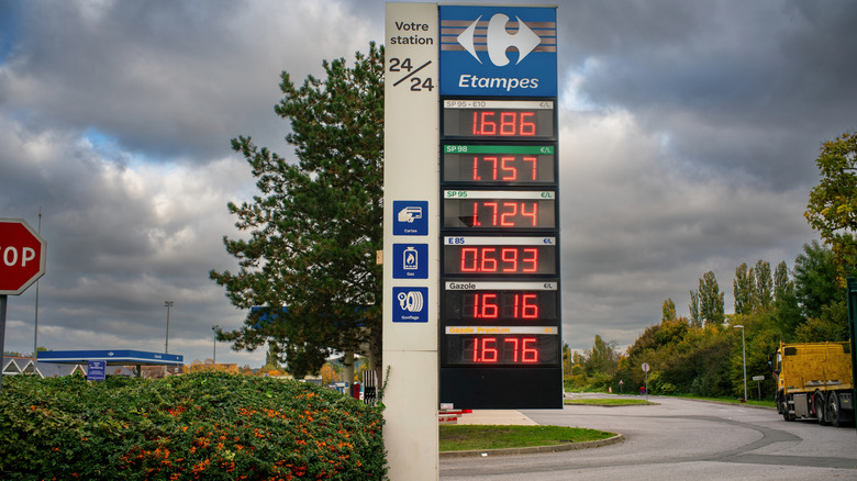 Sign with gas prices in France