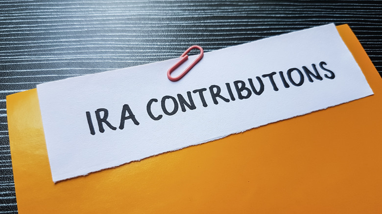IRA contributions note on folder