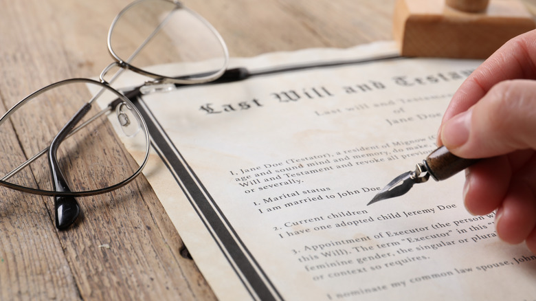 Person reviewing last will and testament