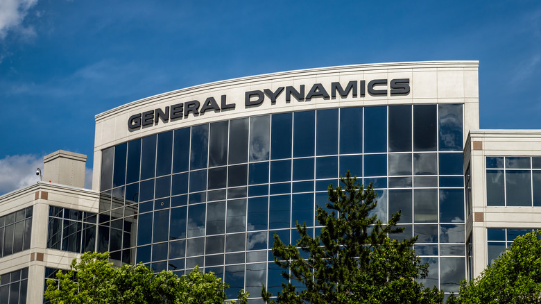 General Dynamics sign on one of its corporate buildings
