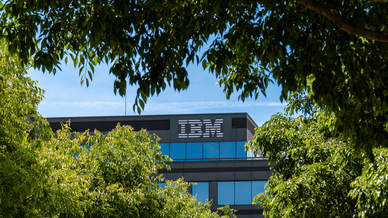 IBM logo on one of its corporate buildings