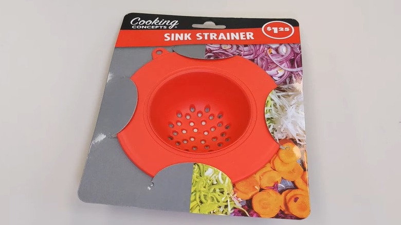 Cooking Concepts silicone sink strainer in Dollar Tree packaging on flat surface