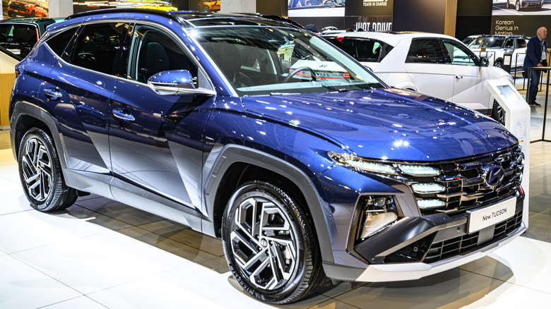 Hyundai Tucson crossover suv on display at the AutoSalon