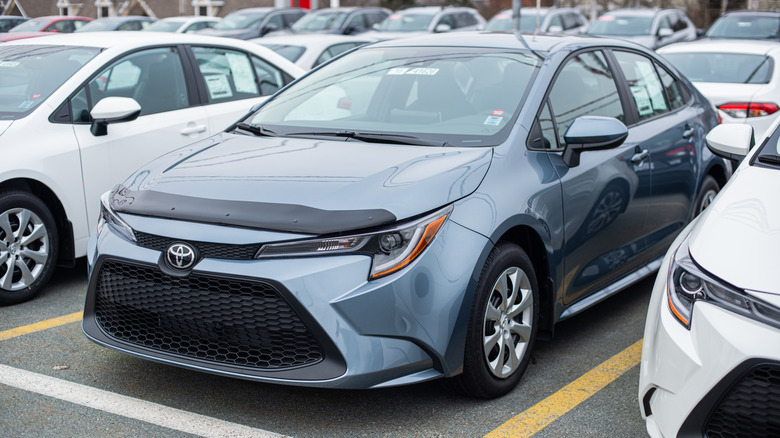Toyota Corolla at a dealership.