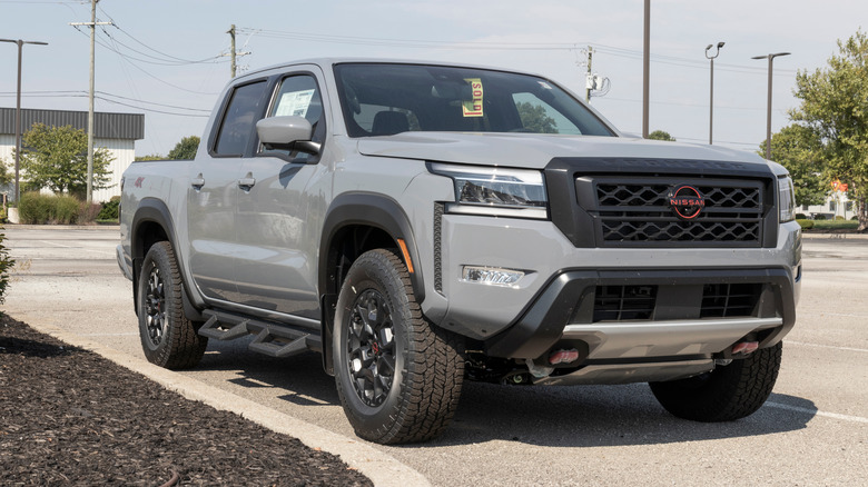 Nissan Frontier pickup truck display.
