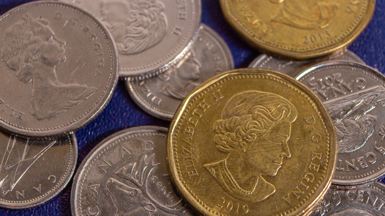 Several Canadian coins: silver and gold