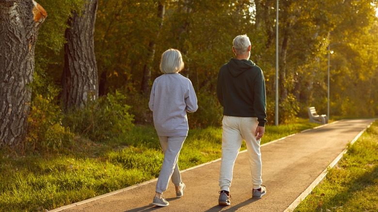 Older couple enjoying a walk together