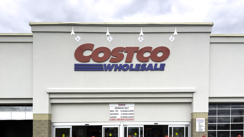 Entrance to Costco warehouse club.