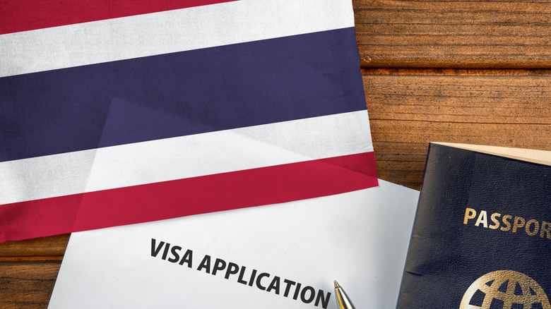 Thailand flag, visa application, and passport image
