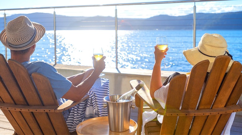 Couple on cruise ship deck