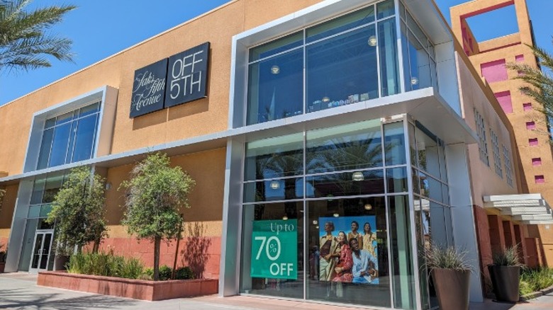 A Saks Off Fifth store in the southwestern U.S. with a 70% off sign visible in the window.