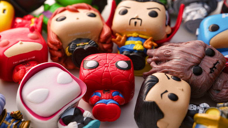 Mini Funko Pop characters from the MCU