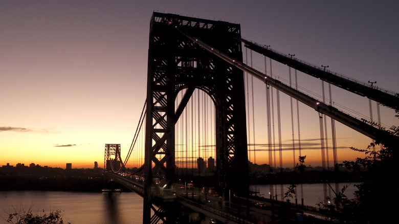 Traffic enters and exits the George Washington Bridge linking New Jersey to New York City over the Hudson River