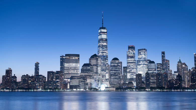 New York City skyline at night, New York, United states of America. USA