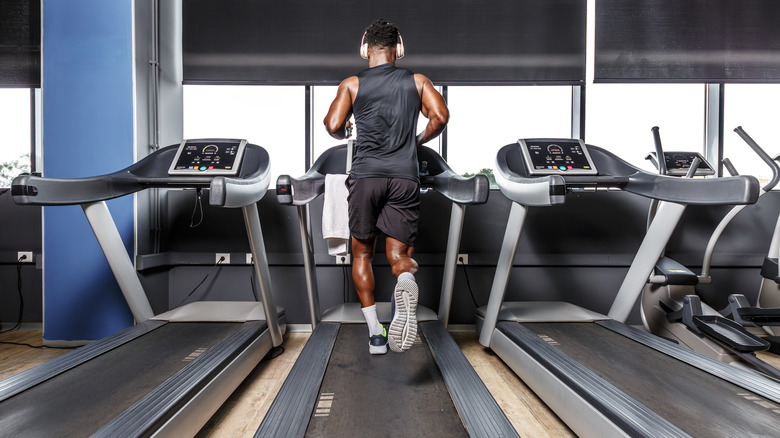 Man running on treadmill