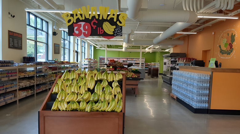 The interior of Daily Table store in Salem showing bananas going for 35 cents per pound