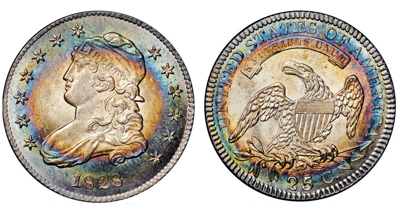 Front and back of a Capped Bust dime from the era