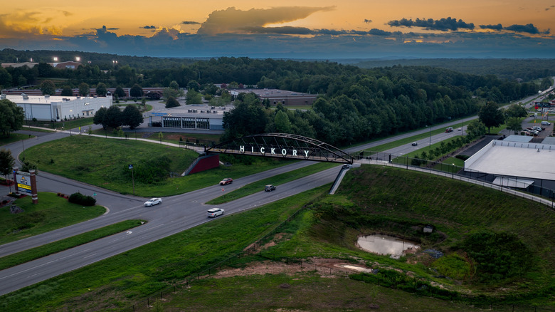 Hickory NC city walk bridge on Hwy 321