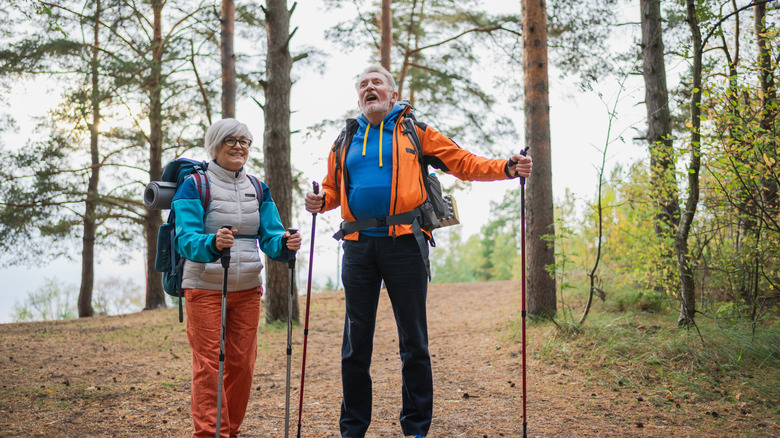 Senior couple man woman enjoying outdoor recreation