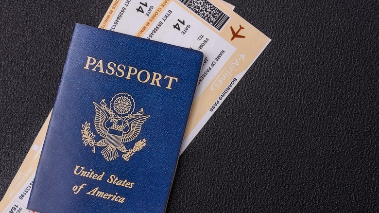 U.S. passport and boarding passes.