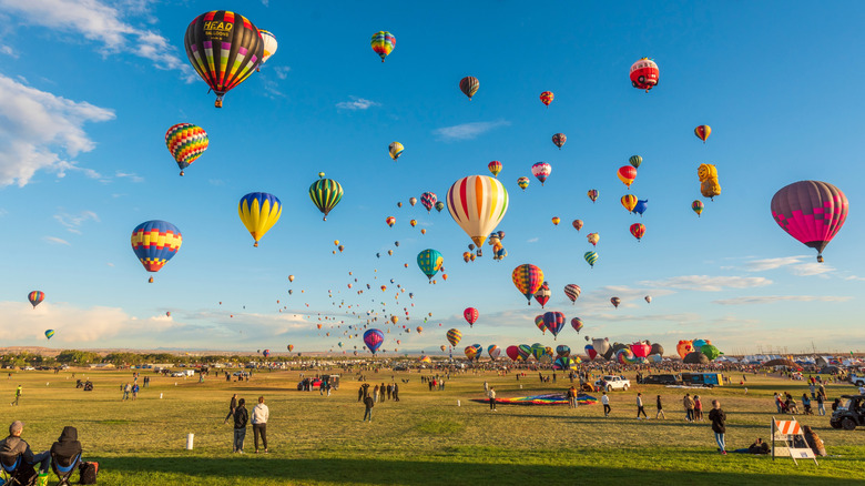 Hot balloons fill the air in Albuquerque, New Mexico