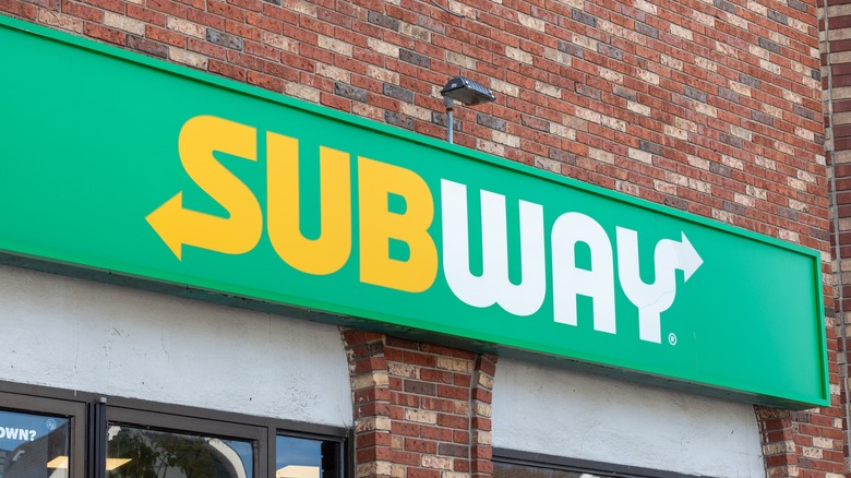 Sign for storefront of Subway sandwich