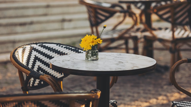 An outdoor table and chairs