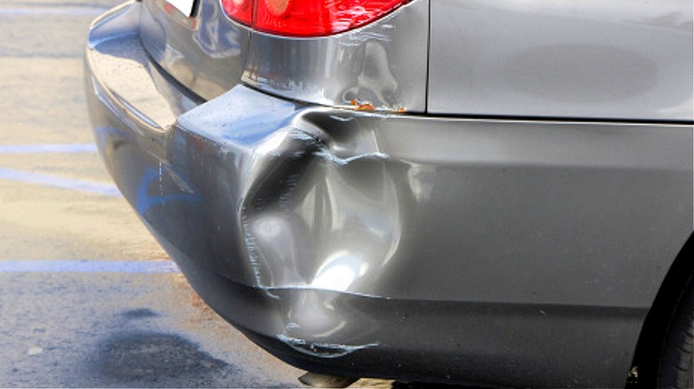 damaged car bumper after accident
