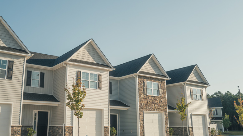 A row of townhouses on a sunny day