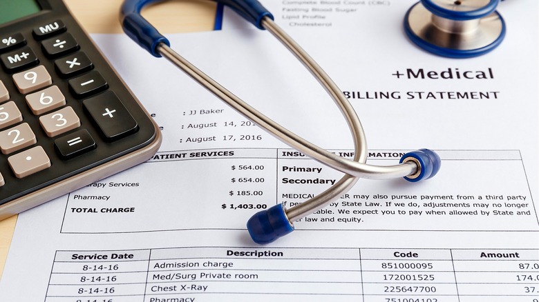 Medical billing statement and stethoscope