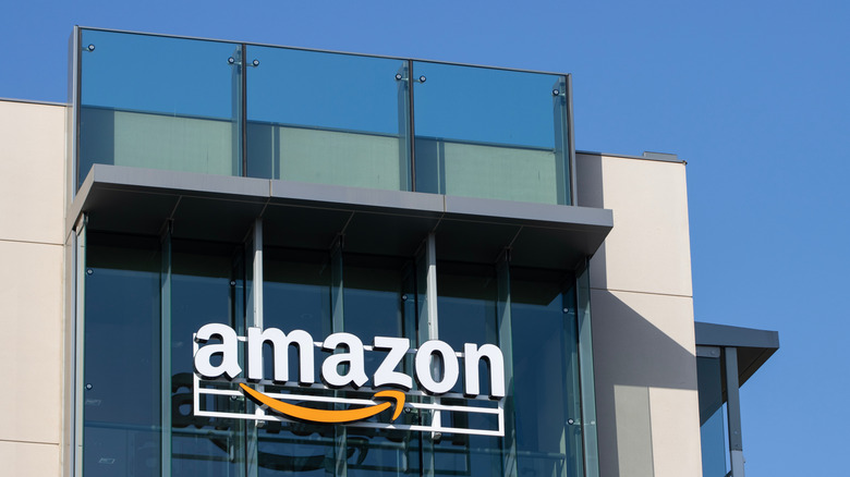 An Amazon logo on a facility in Palo Alto, California