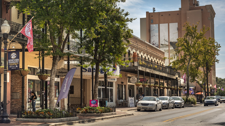 Shops and restaurants in downtown Pensacola, Florida