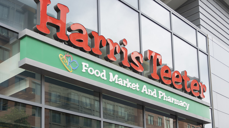 Front view of a Harris Teeter Food Market and Pharmacy in Washington, DC.